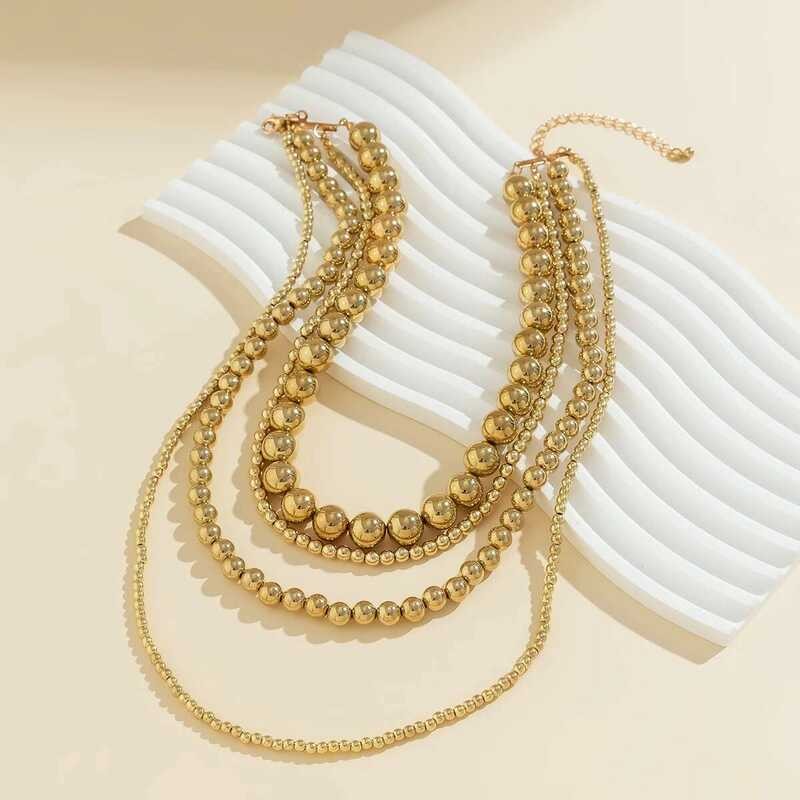 ▥ สร้อยคอโซ่ลูกปัด CCB ขนาดใหญ่หลายชั้นสำหรับผู้หญิ