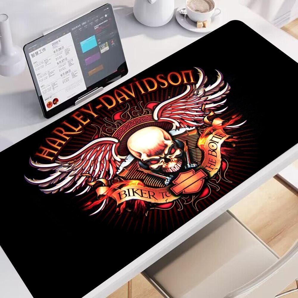 H-harley D-Davidson แผ่นรองเมาส์แผ่นรองเมาส์สําหรับเล่นเกมแผ่นรองเม้าส์ความเร็วแล็ปท็อปเสื่อสําหรับเล่นเกมสําหรับสํานักงานพรมโต๊ะ