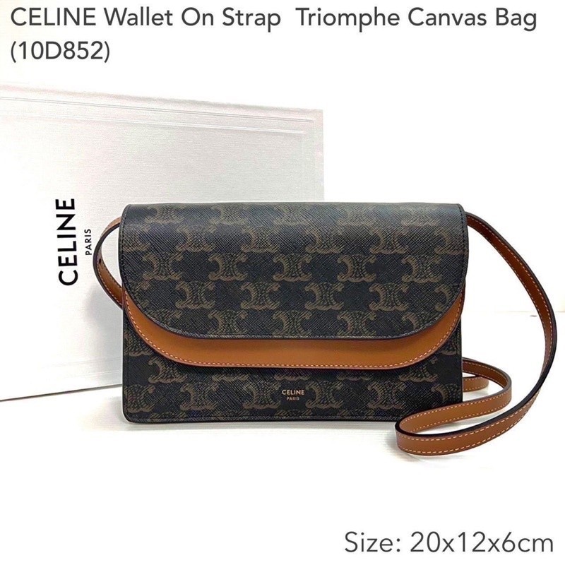 ♞,♘New! Celine wallet on strap triomphe canvas bag (️เช็คสต็อคก่อนสั่งอีกทีนะคะ)
