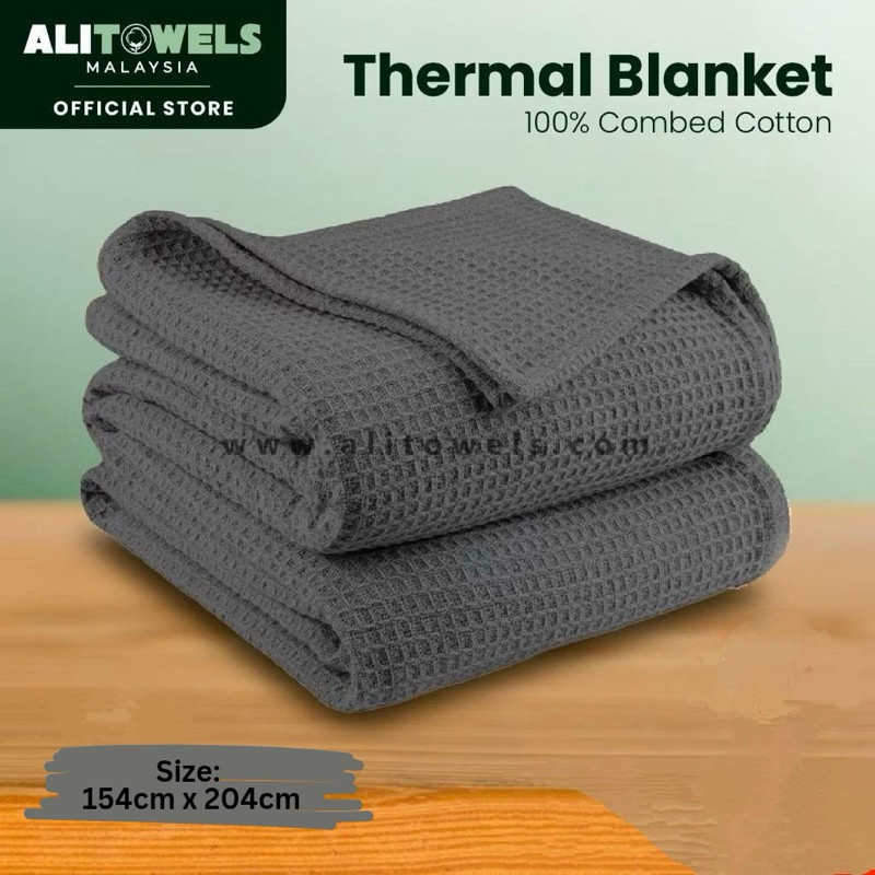 hot🔥การประกันคุณภาพ🔥 import [Thermal Blanket] 100% Combed Cotton | Hotel Blanket | Waffle Design