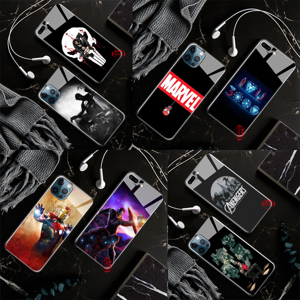 เคสโทรศัพท์มือถือกระจกนิรภัย ลาย Marvel Avengers Thanos Endgame สําหรับ iPhone X XS XR 11 Pro Max L6