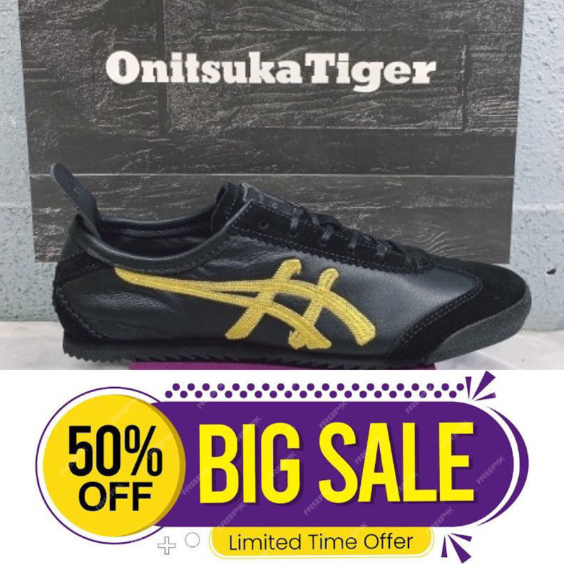 Onitsuka Tiger Mexico 66 รองเท้า สีดํา สีทอง สไตล์ญี่ปุ่น