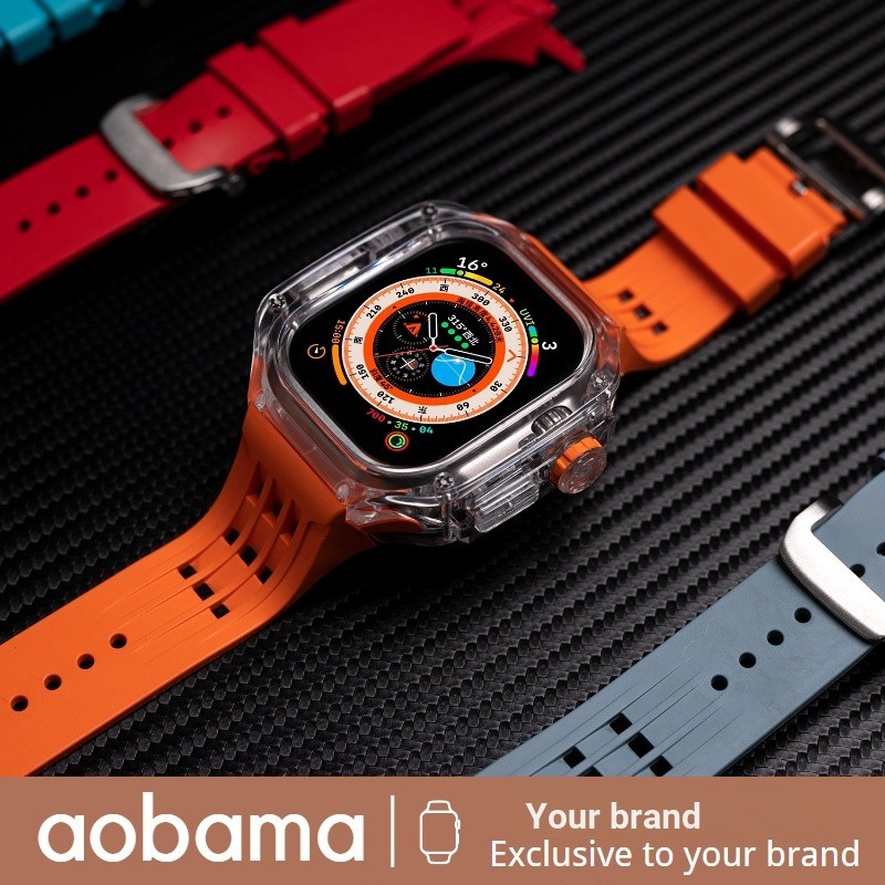 [ตัวเครื่องแคบ ดีไซน์ใหม่] Charlie RM สายนาฬิกาข้อมือยางฟลูออไรด์ แบบใส 49 มม. สําหรับ Apple Watch