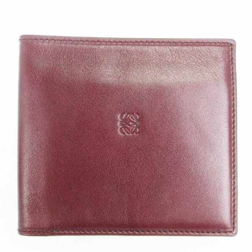 Loewe กระเป๋าสตางค์หนัง แบบพับสองทบ สีแดง Sm1 ส่งตรงจากญี่ปุ่น มือสอง

