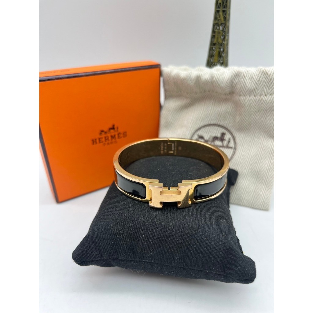 Used Hermes clic H PM กำไล Hermes อะไหล่ทอง สี Hardware Noir