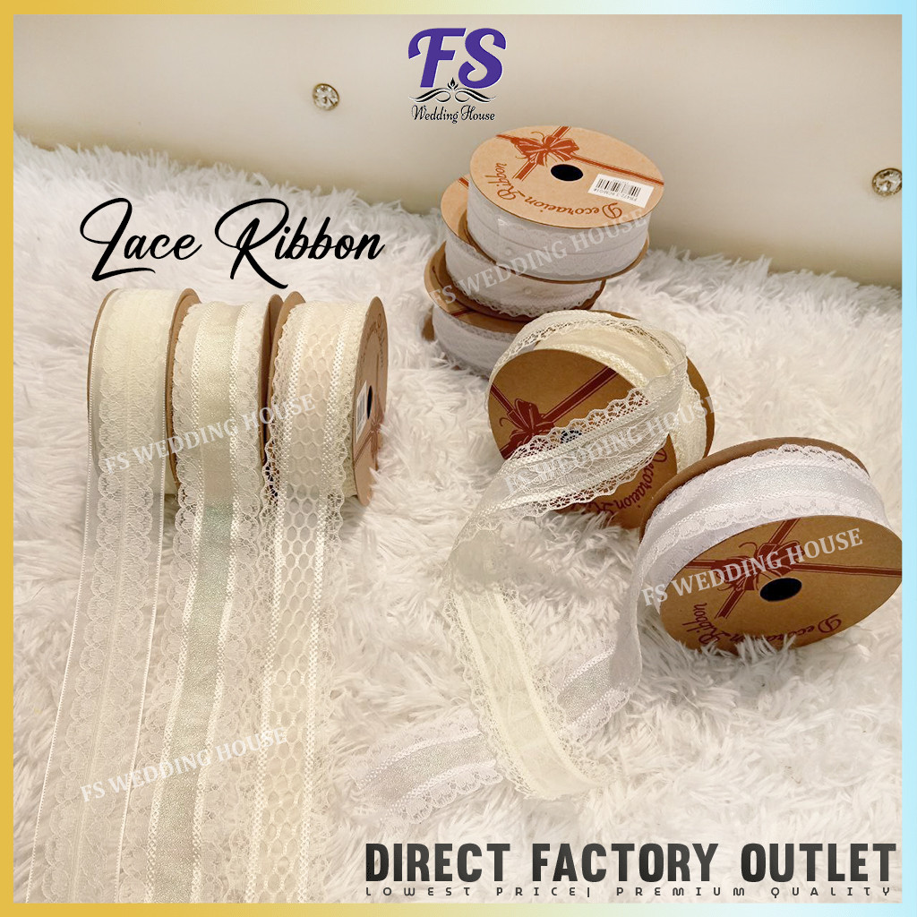 9METER - LACE RIBBON/VINTAGE FLORIST RIBBON/BOUQUET RIBBON/FR468/丝带/ดอกไม้