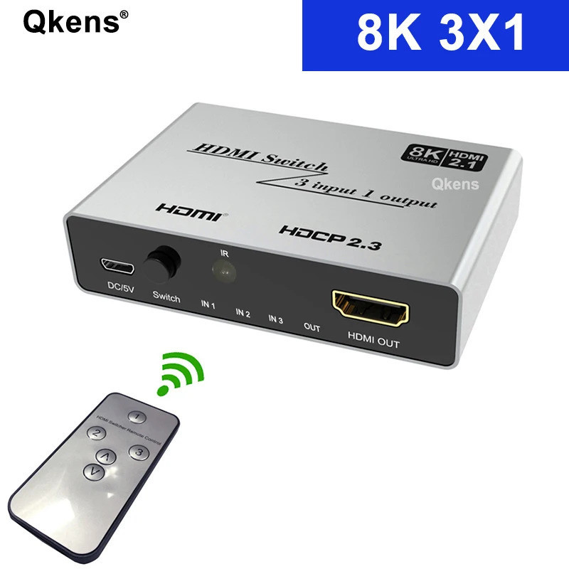 Ultra HD 8K @60Hz Switcher HDMI 2.1 2 in 1 Out 4K @120Hz 3x1 HDMI Switch 2x1 Video Converter สําหรับ PS4 PC To TV Monitor โปรเจคเตอร ์