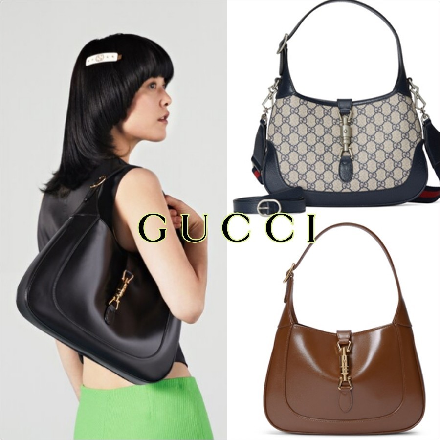 ♞กระเป๋าผู้หญิง Gucci ขายตรงจากฝรั่งเศส GUCCIJackie 1961 Series Medium Handbag HOBO Bag มาพร้อมสายส