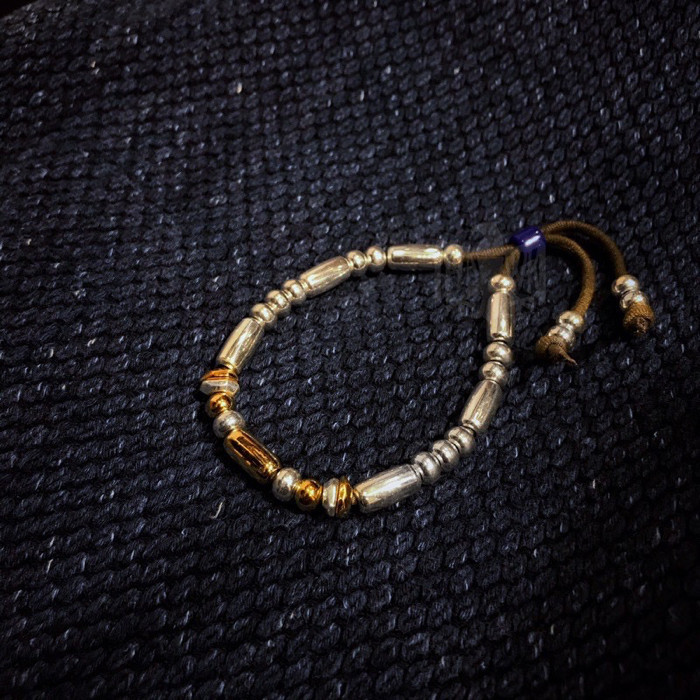 Goro's Takahashi Goro สร้อยข้อมือลูกปัดเงิน 925 ทรงกระบอก ทรงกลม สีพื้น