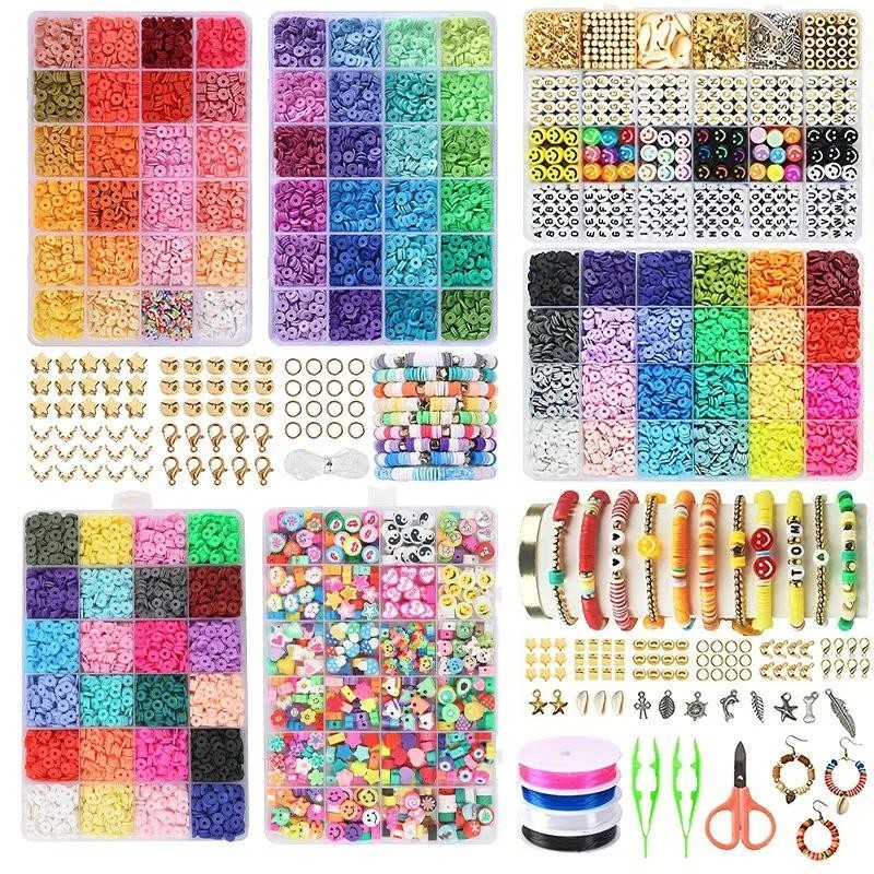 ชุดลูกปัดดินโพลิเมอร์ ทรงกลมแบน สําหรับทําเครื่องประดับ แฮนด์เมด DIY