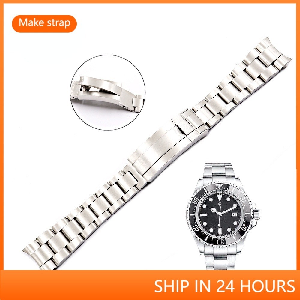 สายนาฬิกาข้อมือ เหล็ก 316L 20 21 มม. สําหรับ Rolex Oyster Deepsea Solid Curved End