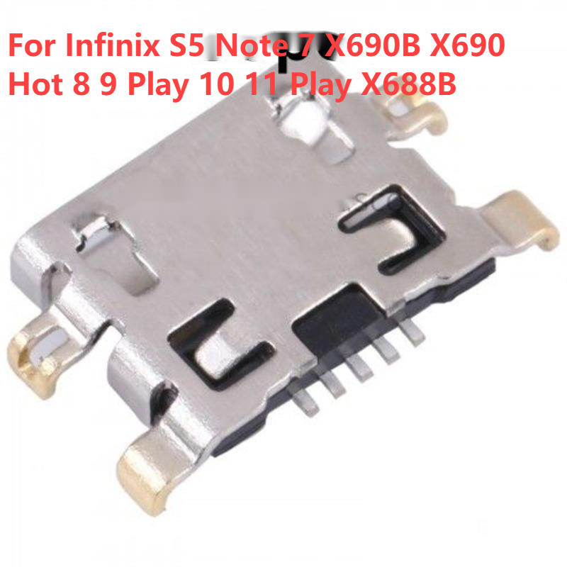 แท่นชาร์จเชื่อมต่อพอร์ต Micro USB 5 Pin สําหรับ Infinix S5 Note 7 X690B X690 Hot 8 9 Play 10 11 Play X688B 5-50 ชิ้น