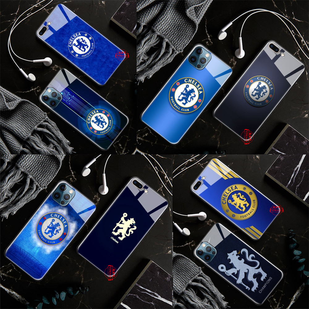 F63 เคสโทรศัพท์มือถือกระจกนิรภัย ลายสโมสรฟุตบอล Chelsea สําหรับ OPPO F11 Pro A5 A9 A92 A72 A52 A59 Realme 5 5i 5s 6 6i