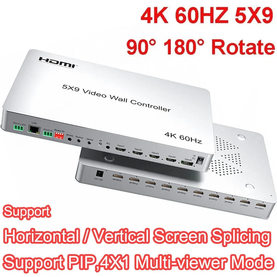 4K 60hz 5x9 HDMI Video Wall Controller 2x2 3x3 9 TV Multi Screen Splicing Box TV Splicer 4x1 HDMI Mu