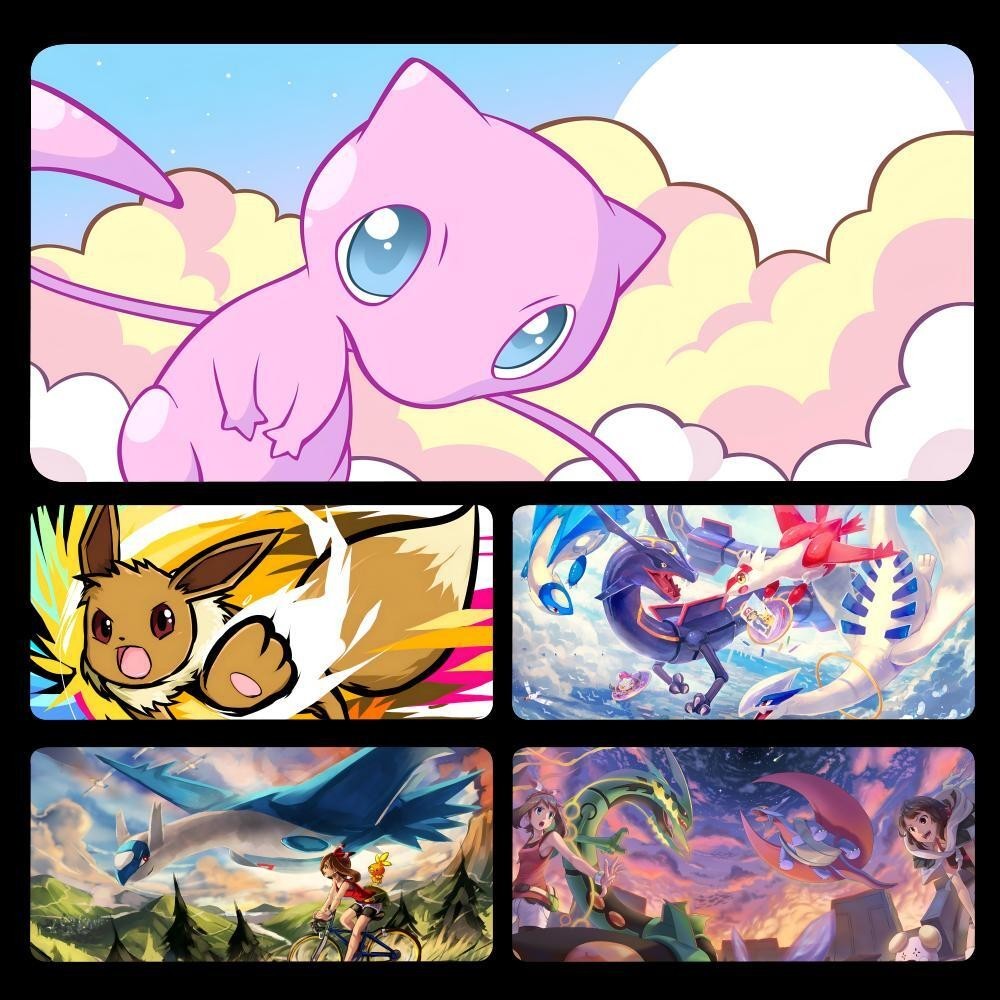 อะนิเมะ P-pokemon Mousepad แผ่นรองเมาส์สําหรับเล่นเกมขนาดใหญ่ LockEdge หนาแป้นพิมพ์คอมพิวเตอร์โต๊ะโต๊ะ