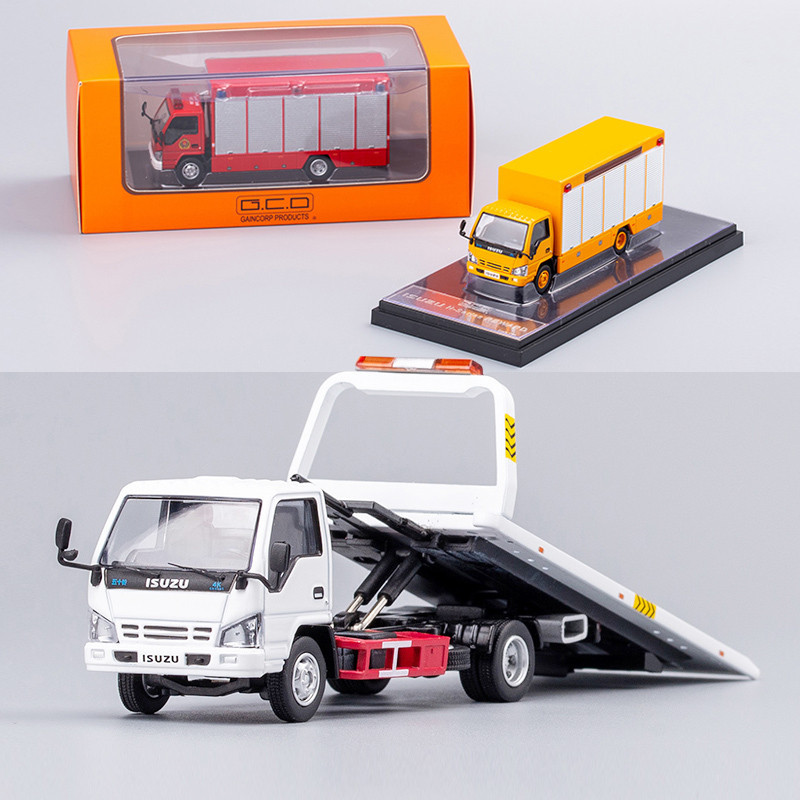 โมเดลรถบรรทุกดับเพลิง GCD 1:64 Series Reward Flatbed Tow Isuzu 4K ของเล่นสําหรับเด็ก