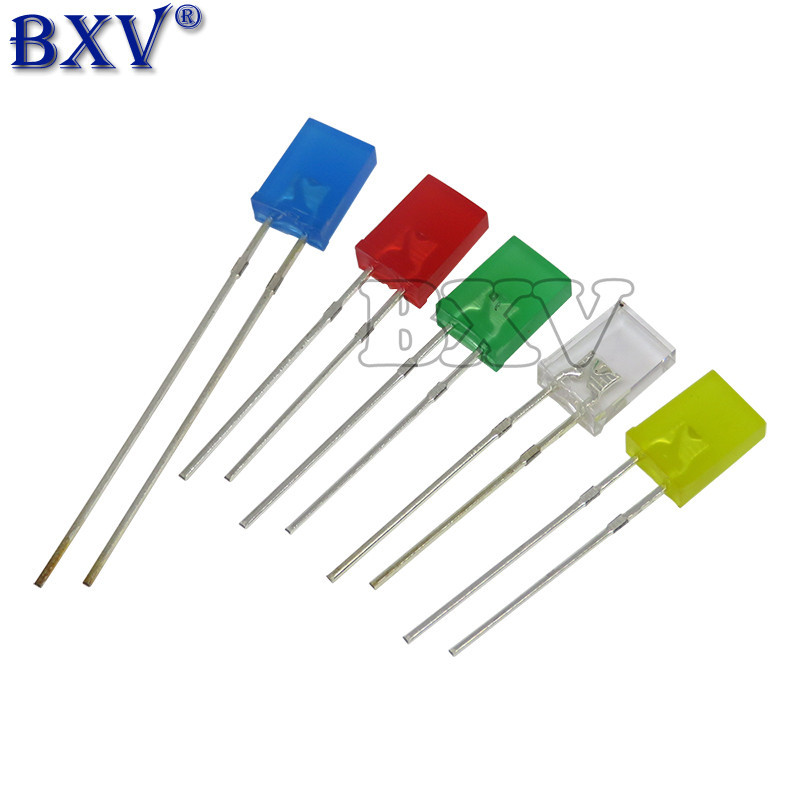 100 ชิ้น/ล็อต LED 2X3X4 2X5X7 Square 234 257 ไดโอดเปล่งแสง สีฟ้า สีแดง สีเขียว สีขาว เหลือง สําหรับชุดอิเล็กทรอนิกส์ DIY