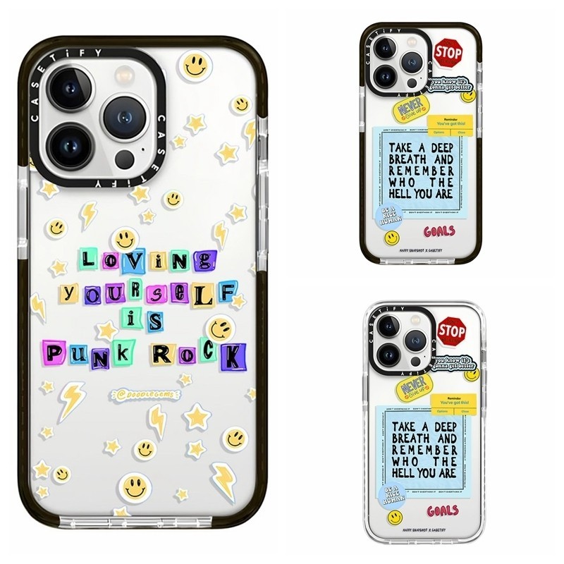 Smiley Face ตัวอักษรภาษาอังกฤษ CASETiFY เคสโทรศัพท์สําหรับ IPhone 15 14 Pro 13 12 11 Pro Max Mini 7 8 Plus กันกระแทกซิลิโคนนุ่ม TPU ใสแฟชั่นปกหลัง Creative Ins
