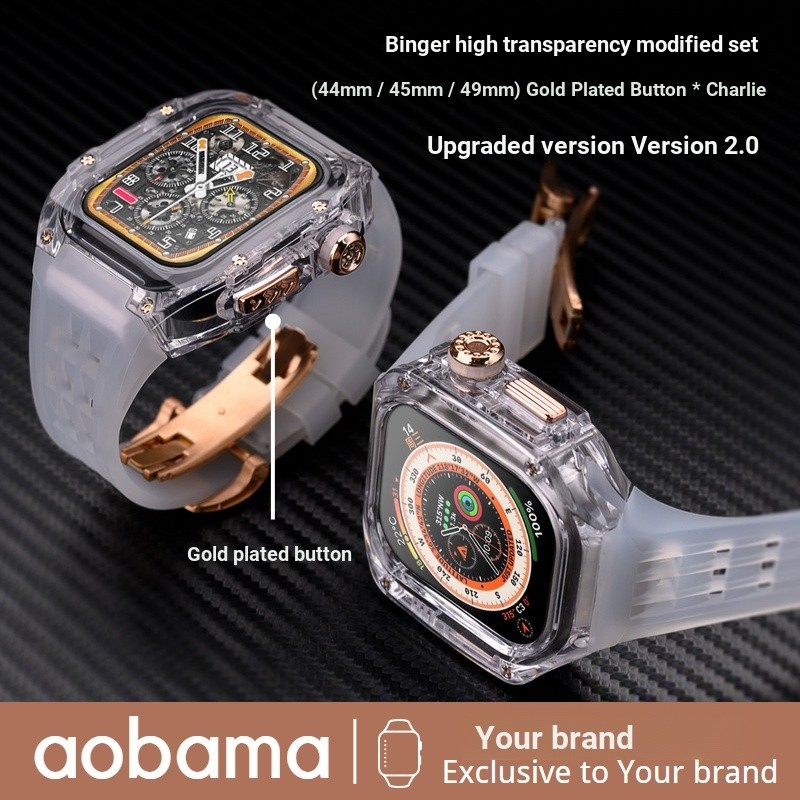 สายนาฬิกาข้อมือ แบบใส แต่งหัวเข็มขัดผีเสื้อ ดัดแปลง สําหรับ Apple Watch S8 7 6 SE 5th Generation 49