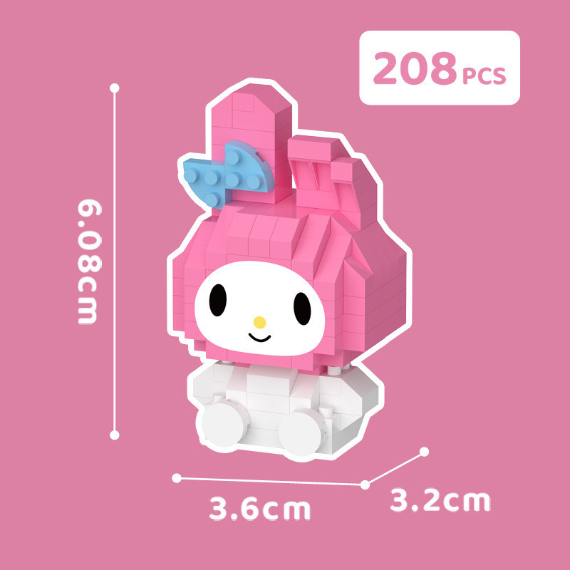 hot🔥การประกันคุณภาพ🔥 import Sanrio Kuromi Cinnamoroll Melody Linabell Mini Building Bricks Cute B