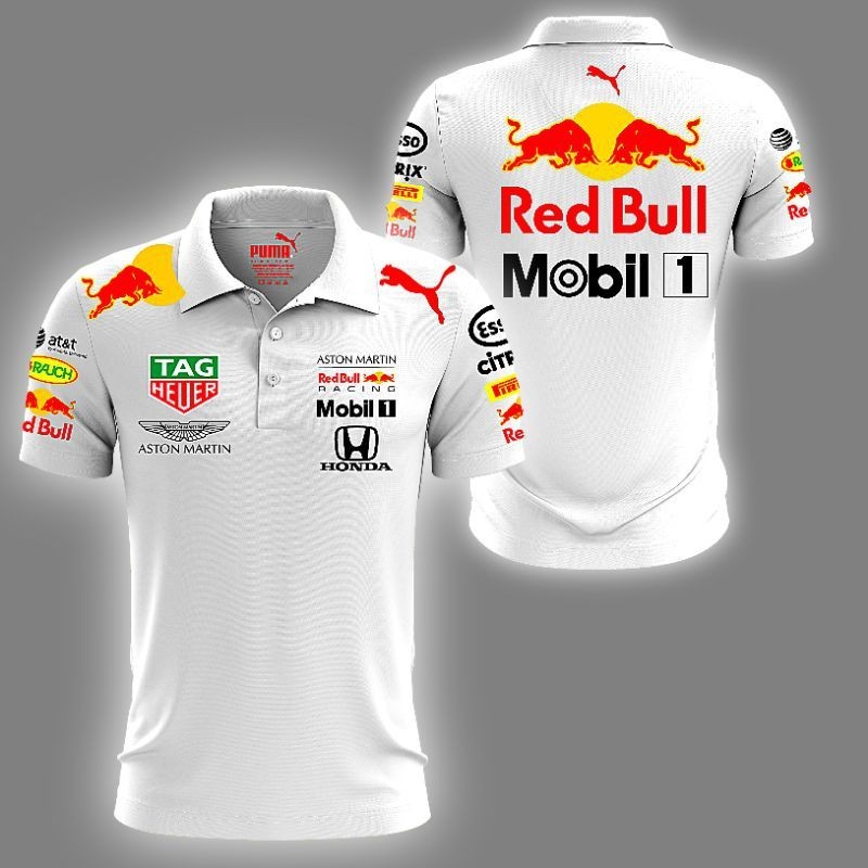 Red Bull Aston Martin Honda Racing Team Mens แขนสั ้ นกราฟิกเสื ้ อโปโล 2024 ใหม ่ เสื ้ อยืด