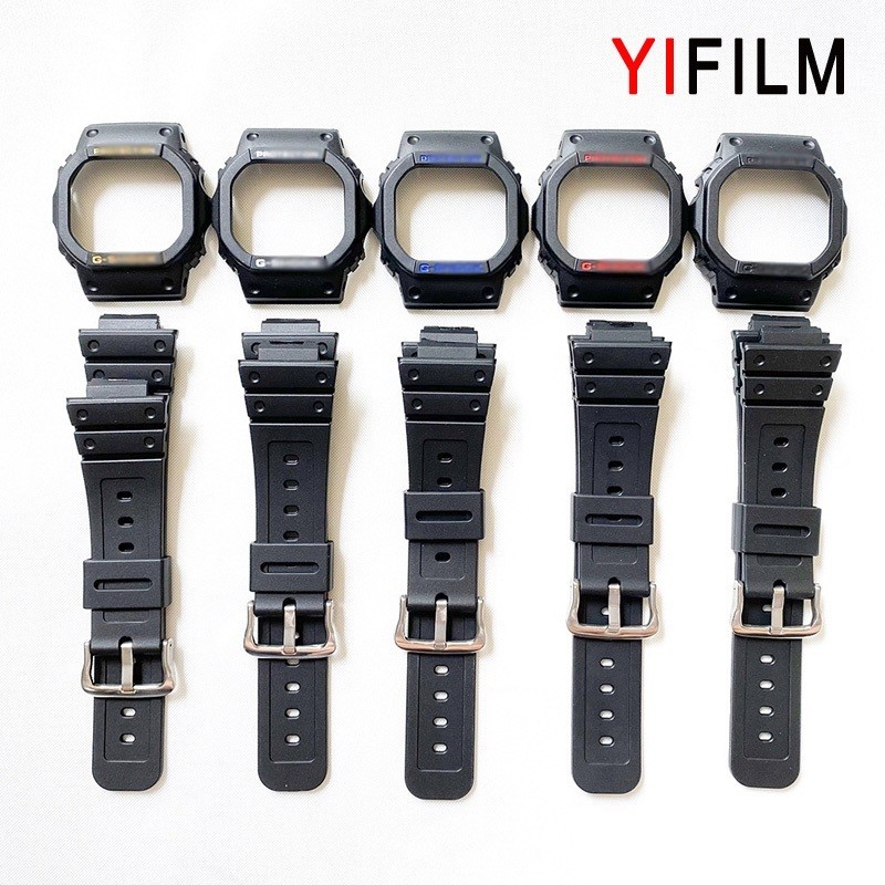 Yifilm สายนาฬิกาข้อมือเรซิ่น 16 มม. พร้อมเคส สําหรับ Casio G-SHOCK DW5600 GW5035 GWX-5600 DW-5025 D