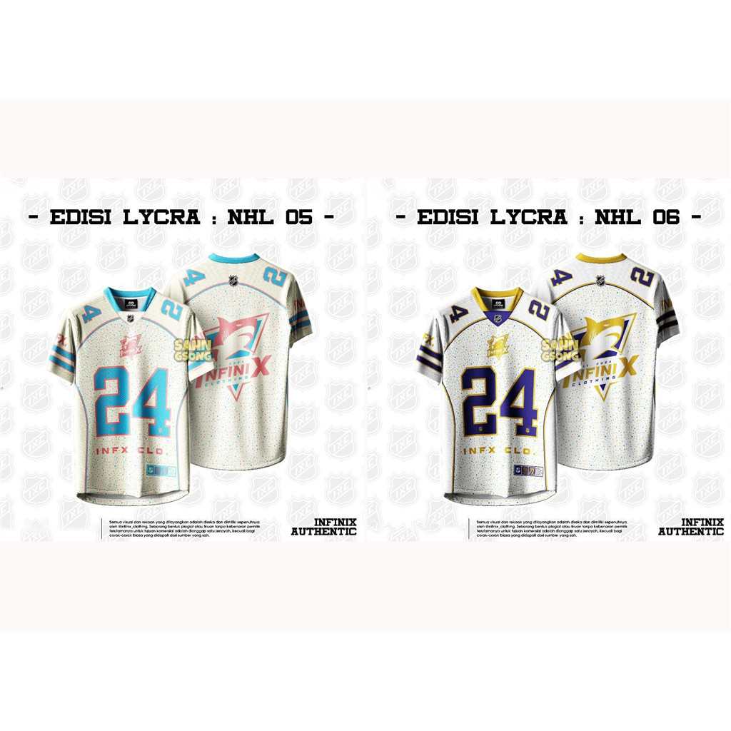Free Custom ชื่อและหมายเลขLYCRA 280 GSM ขนาดใหญ่ NHL Streetwear Jersey - EDISI NHL 2024