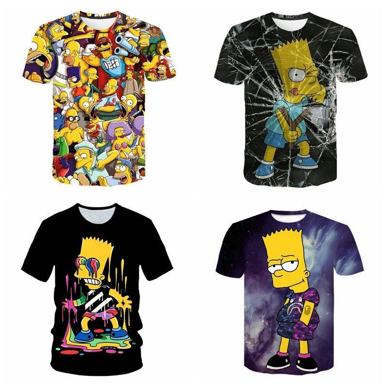 การ์ตูน Simpsons อะนิเมะ TV Series 3D พิมพ์ผู้ชายผู้หญิง O-คอเสื้อยืดลําลอง TShirt ฤดูร้อนกราฟิก Tee