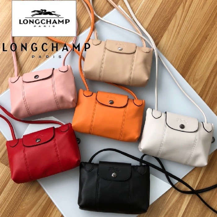 Longchamp Le Pliage Cuir กระเป๋าสะพายไหล่ สะพายข้าง หนังแกะ สําหรับผู้หญิง