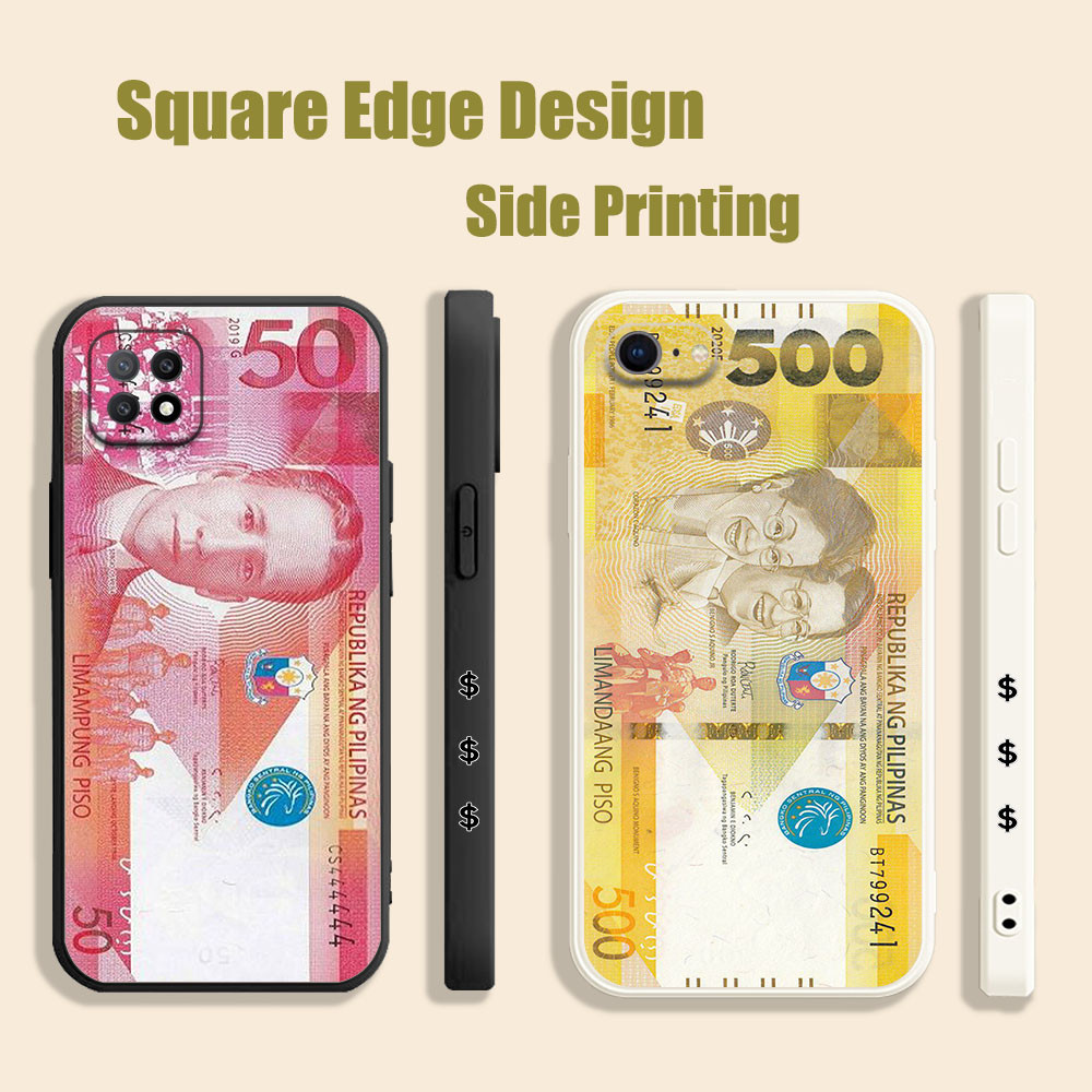SAMSUNG เคสสําหรับSamsung A01 A02 A20 A30 A53 A32 A22 เงินPeso 500 Piso IAS09 เคสโทรศัพท์ขอบสี่เหลี่