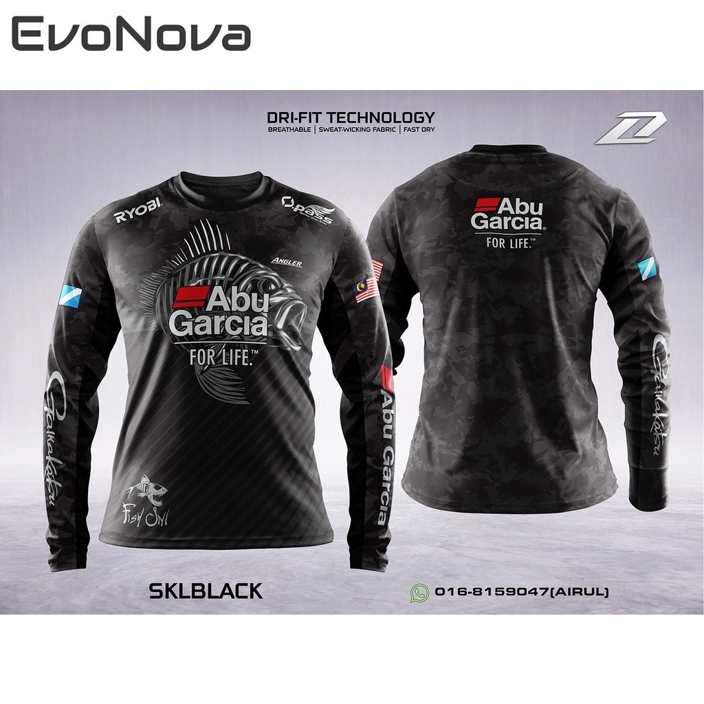 ชุดตกปลา EvoNova เสื้อเจอร์ซีย์แขนยาวไมโครไฟเบอร์กุ้ง Shimano Daiwa เสื้อเจอร์ซีย์ตกปลาแขนยาวแบบซับลิเมชั่น