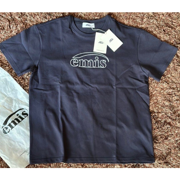 ♞,♘Emis Chain Stitch T-shirt (White, Navy, Melange Gray, Charcoal/Cream) bvc