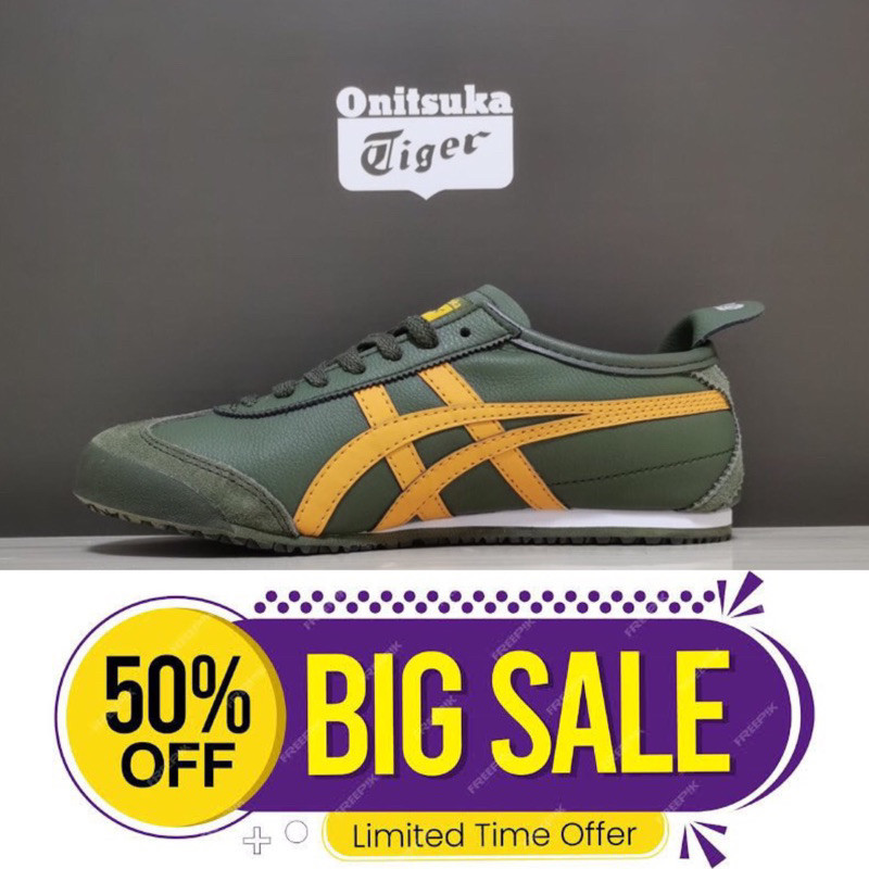 Onitsuka Tiger Mexico 66 indo รองเท้าสีเขียว สีเหลือง // ฟรีถุงกระดาษ
