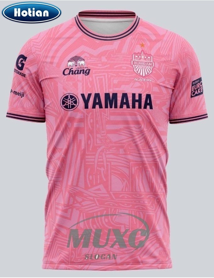 เสื้อกีฬาแขนสั้น ลายทีมชาติฟุตบอล Yamaha Buriram United Academy Thailand 2023-24 สีชมพู