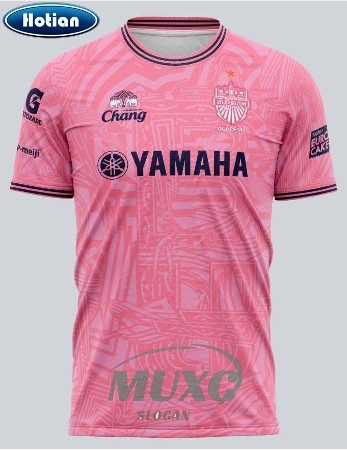 เสื้อกีฬาแขนสั้น ลายทีมชาติฟุตบอล Yamaha Buriram United Academy Thailand 2023-24 สีชมพู