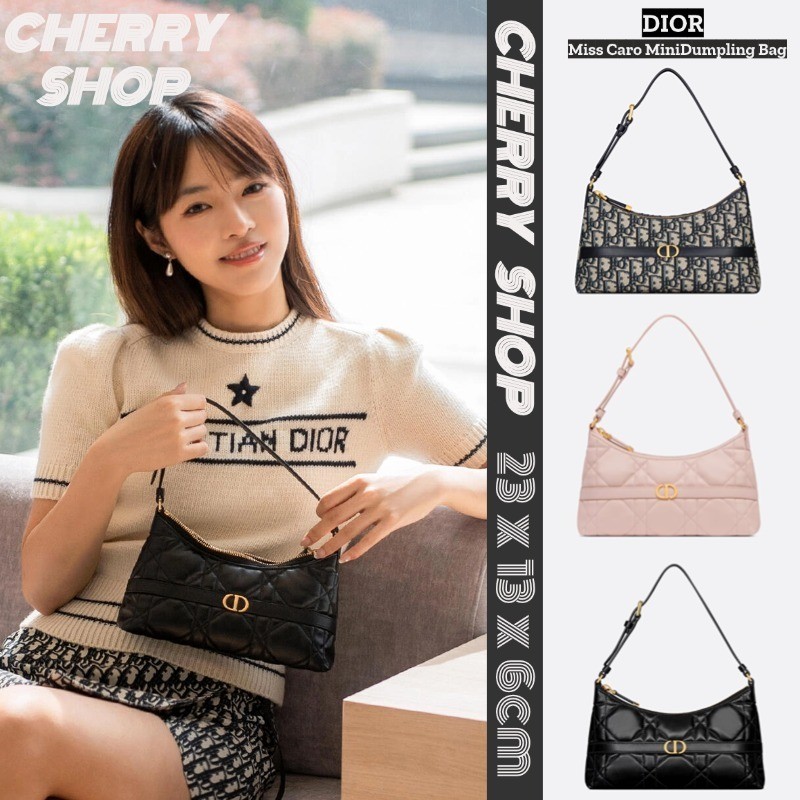 ดิออร์ Dior Miss Caro Mini Shoulder Dumpling Bag กระเป๋ารักแร้ผู้หญิง 5232UHAG