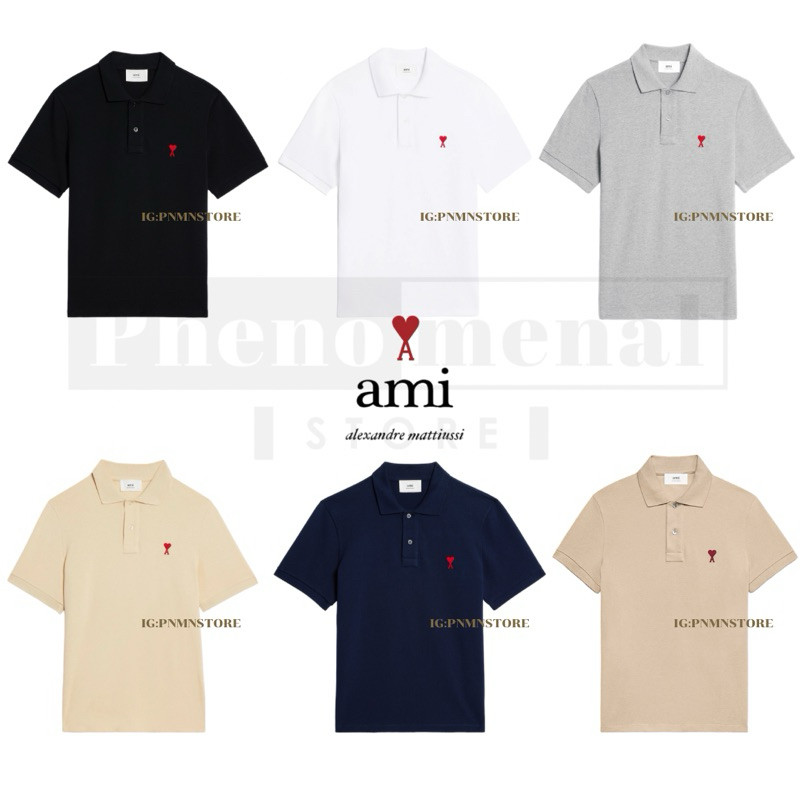 ♞ เสื้อโปโล AMI Paris Ami de Coeur Polo shirt ของแท้ พร้อมส่ง bvc