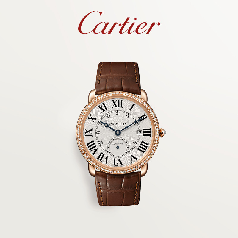 Cartier Cartier Ronde Louis Mechanical Watch Rose Gold Diamond Leather Strap Watch
