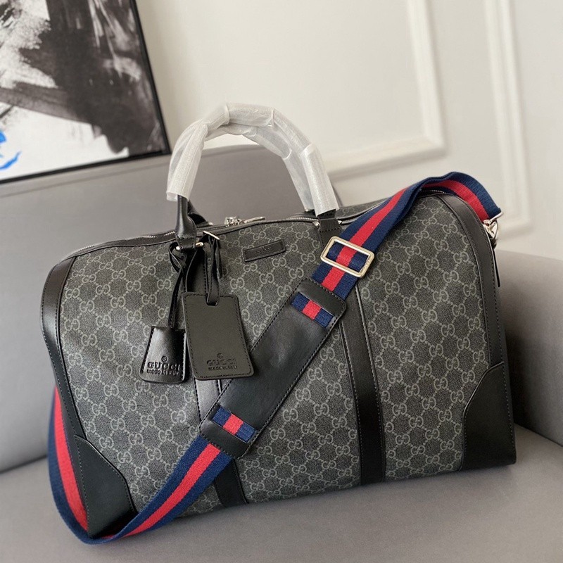 Gucci กระเป๋าถือ กระเป๋าเดินทาง GG Supreme สีดํา สีเทา สําหรับผู้ชาย และผู้หญิง ขนาด: 44 X 28 ซม.