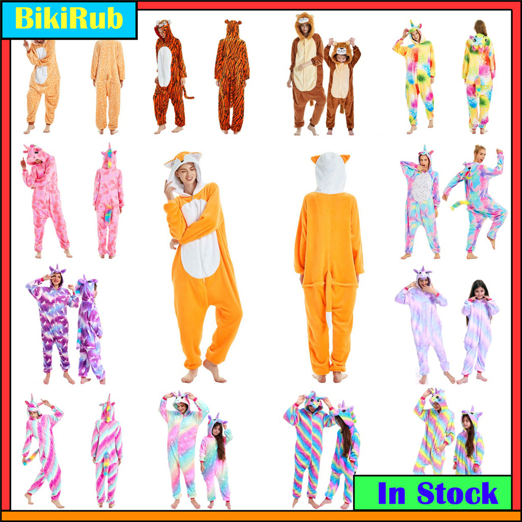 Kigurumi Fox Unicorn Deer การ์ตูนชุดนอน Jumpsuits ผู้หญิงผู้ชายชุดนอน Onesies เด็กสัตว์ชุดคอสเพลย์