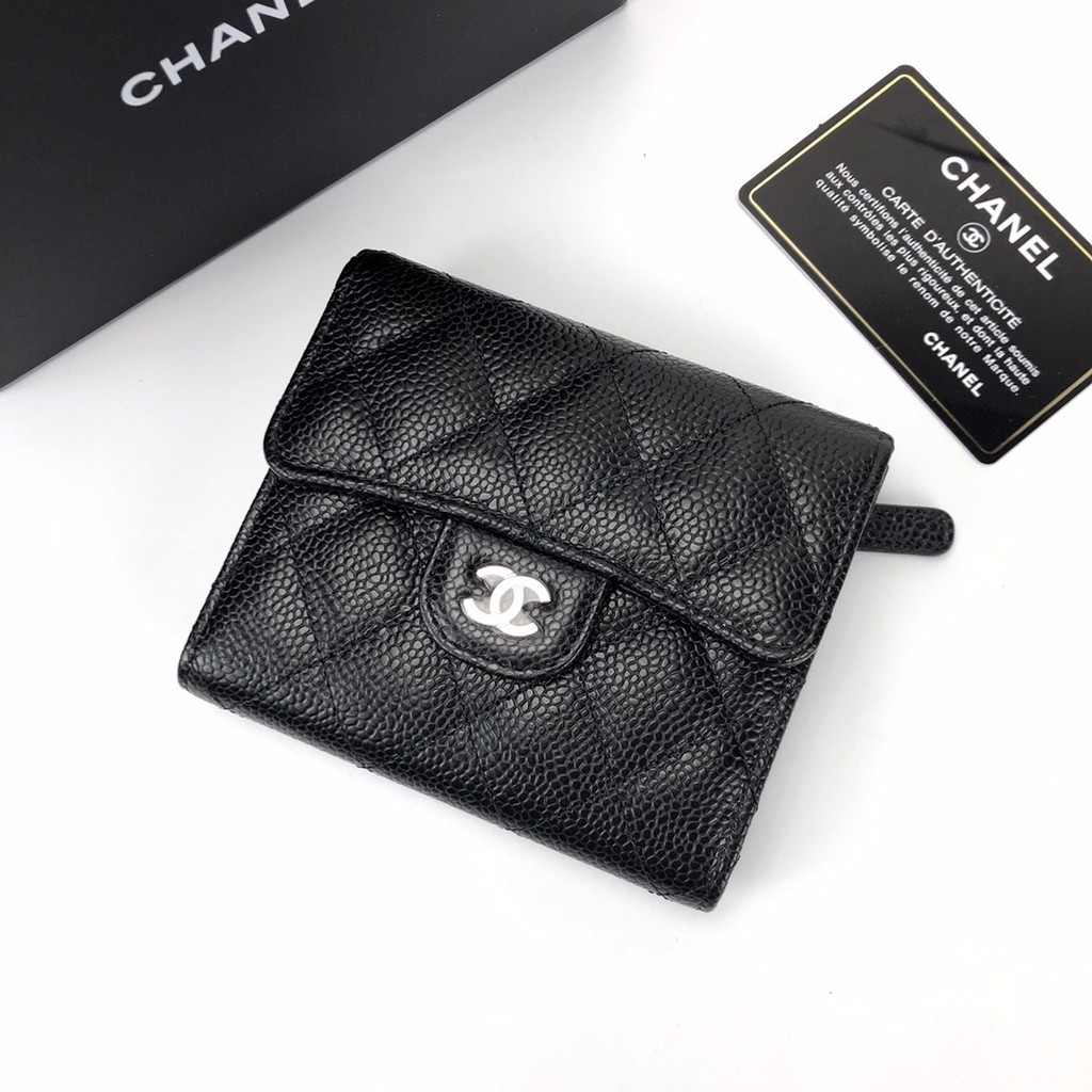 ♞,♘ของแท้ 100% ถูกที่สุด Chanel Trifold wallet SHW (ดำอะไหล่เงิน) Holo31xxxxxx
