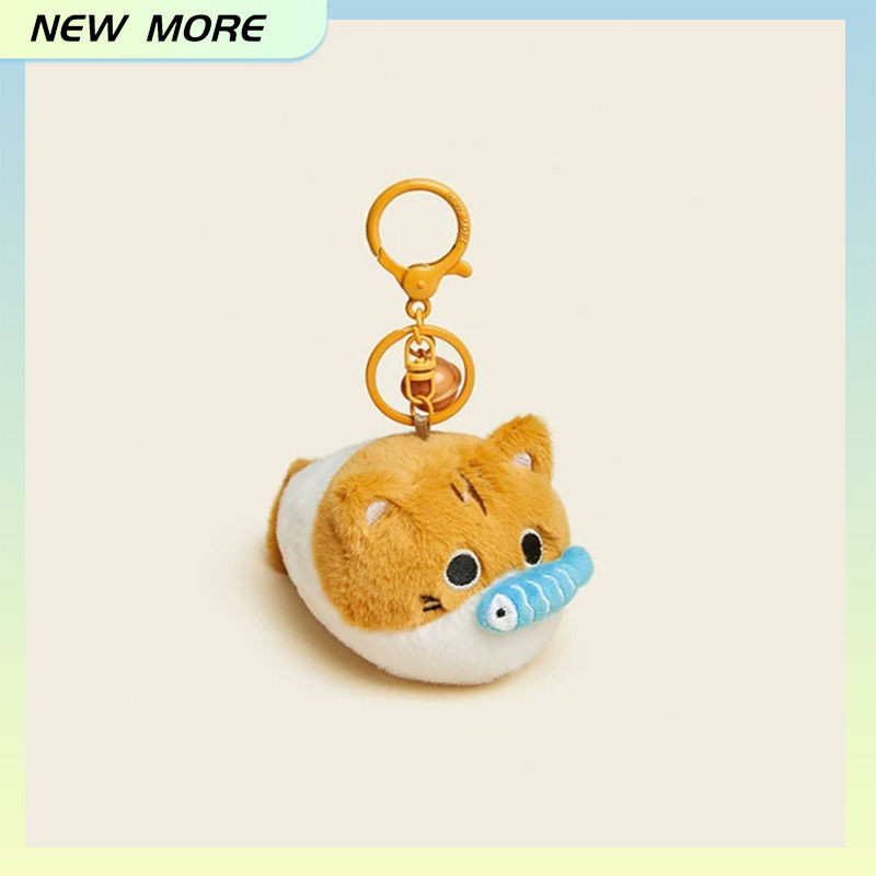 ♞ใหม่ MOREOriginal น่ารักแมวกินปลาตุ๊กตา Plush ตุ๊กตากระเป๋านักเรียนจี้พวงกุญแจรถของขวัญสร้างสรรค์