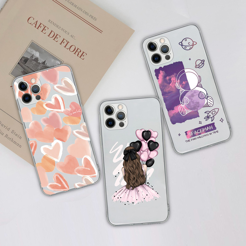 เคสโทรศัพท ์ สําหรับiPhone 12 Pro Max Miniกรณีน ่ ารักนักบินอวกาศป ้ องกันซิลิโคนสําหรับiPhone 12ProMax Mini Casing ShellกันชนCapa