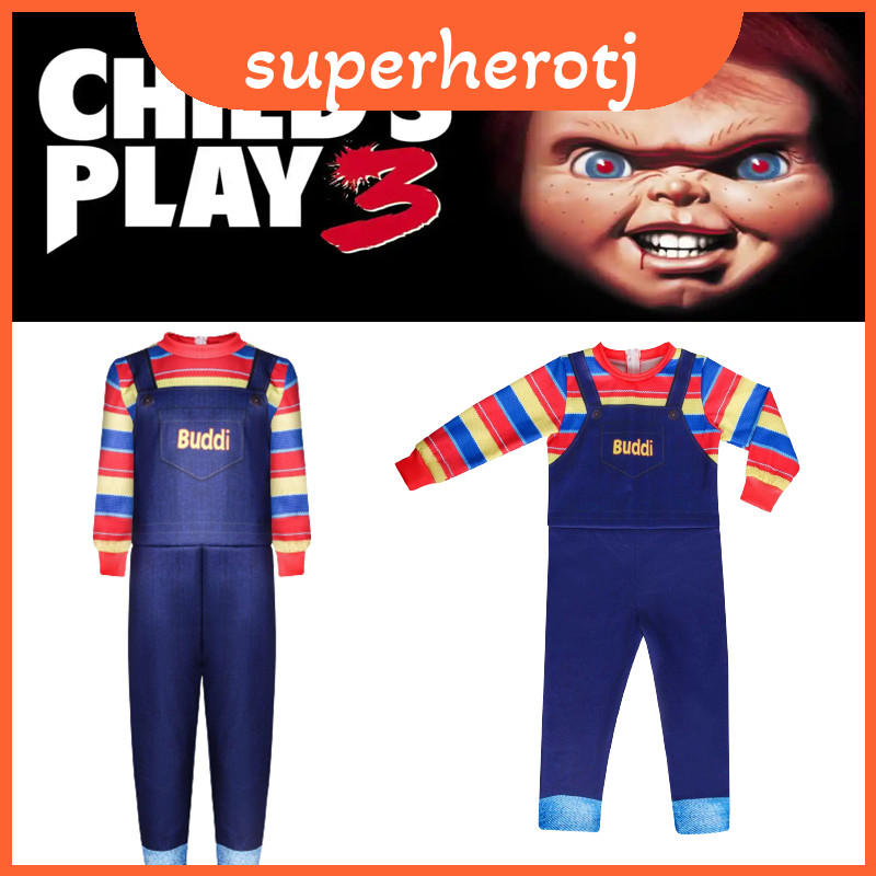ผ้าเด็กเล่นสุขภาพ Chucky คอสเพลย์ Jumpsuit ชุดสยองขวัญ
