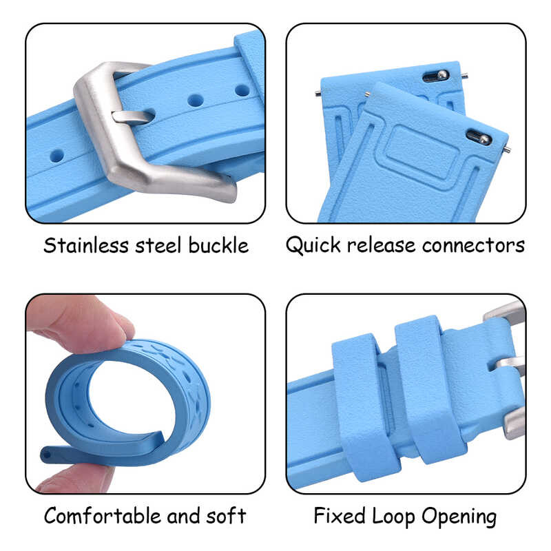 ❤️ สายนาฬิกายางฟลูออรีนเกรดพรีเมี่ยม FKM 20Mm 21Mm 22Mm กั