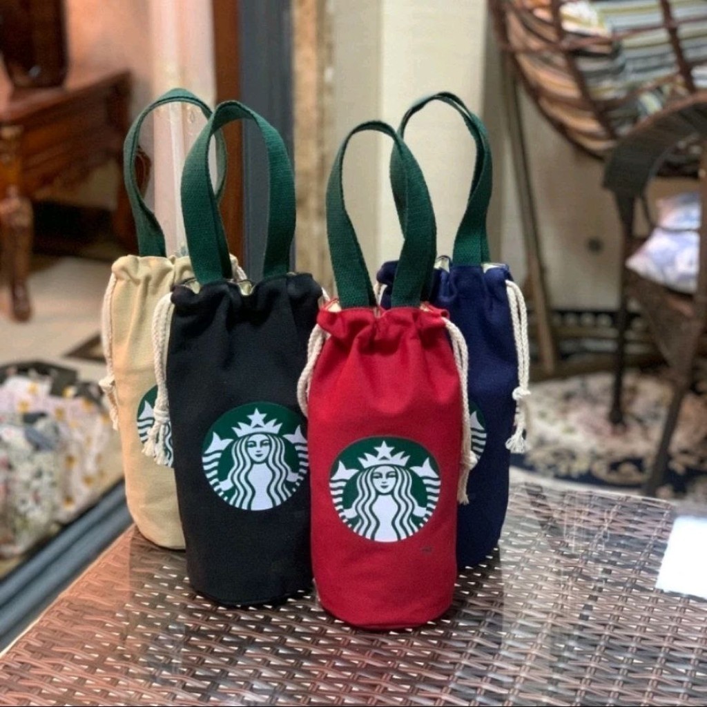Ab) กระเป๋าใส่ขวดน้ํา Starbucks ขนาดเล็ก คุณภาพสูง พร้อมเชือกหูรูด