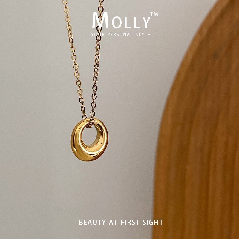 สแตนเลส Minimalist Hoop จี้สร้อยคอผู้หญิง Non Tarnish Gold Plated Hypoallergenic แฟชั่นเครื่องประดับ