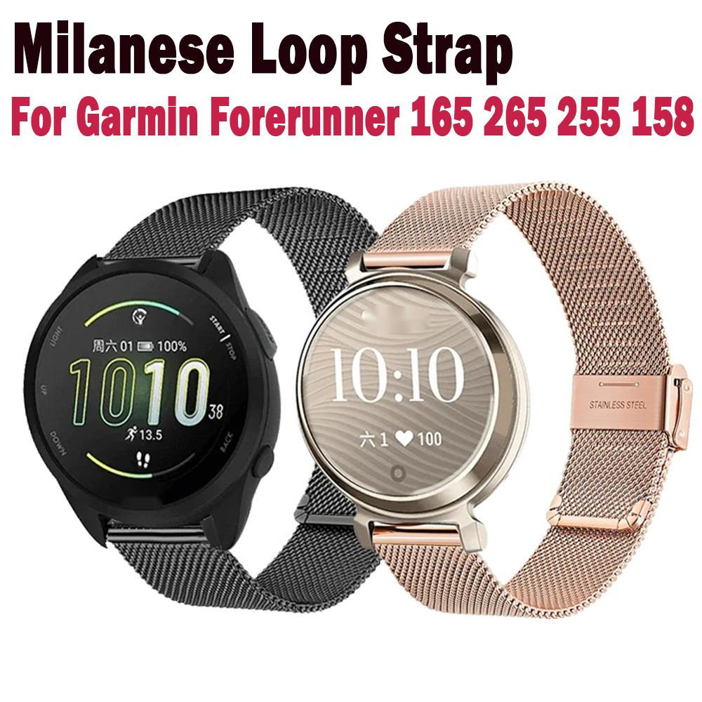สายนาฬิกาข้อมือโลหะ สําหรับ Garmin Forerunner 165 265 255 158 55 245 Lily 2 Vivomove HR Vivoactive 3 4 Venu SQ 2