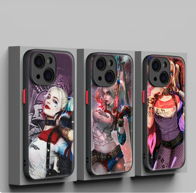 สําหรับ iPhone 12 13 Plus 14 15 Pro Max ขัดหมองคล้ําเลนส์ป้องกัน soft Case K435 Harley Quinn Joker