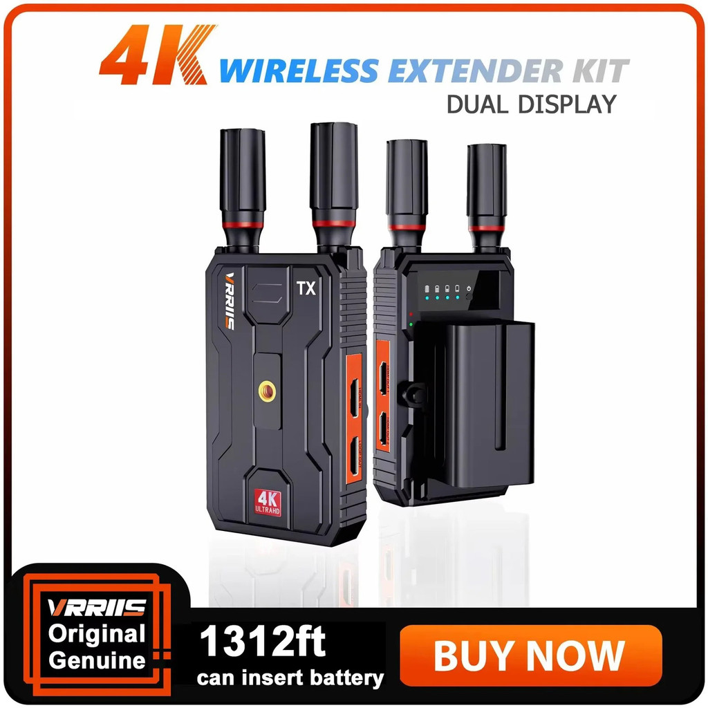 WL097 Pro 4K Wireless HDMI Extender เครื่องส่งสัญญาณวิดีโอเสียงและตัวรับสัญญาณ 400m รองรับแบตเตอรี่กล้องถ่ายทอดสด/PC ถึง 8 TV